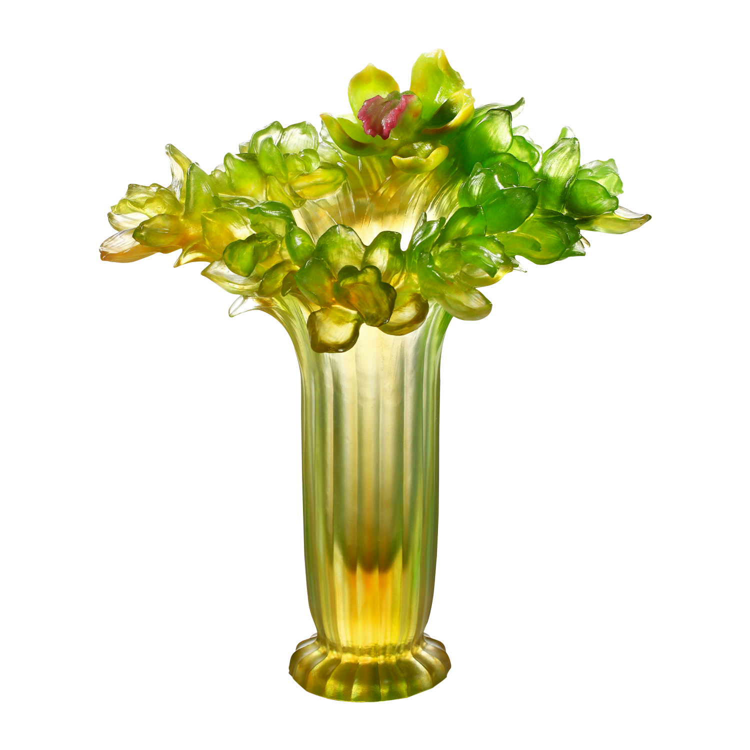 LIULI Crystal Art Crystal Orchid Vase, "Toward the Blue Sky"