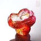 LIULI Crystal Art Crystal "Immortal Abundance" Peanut Paperclip Holder Desk Decor in Amber & Golden Red