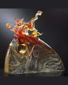 LIULI Crystal Art Crystal Dragon "Emergence of the Leadership Dragon" 24K Gilded Amber/Gold Red (Limited Edition)