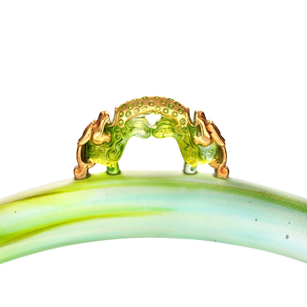 LIULI Crystal Art Crystal Mythical Creature, The Beauty of Harmony-Designate Me (24K Gilded) in Sky Blue Spring Green