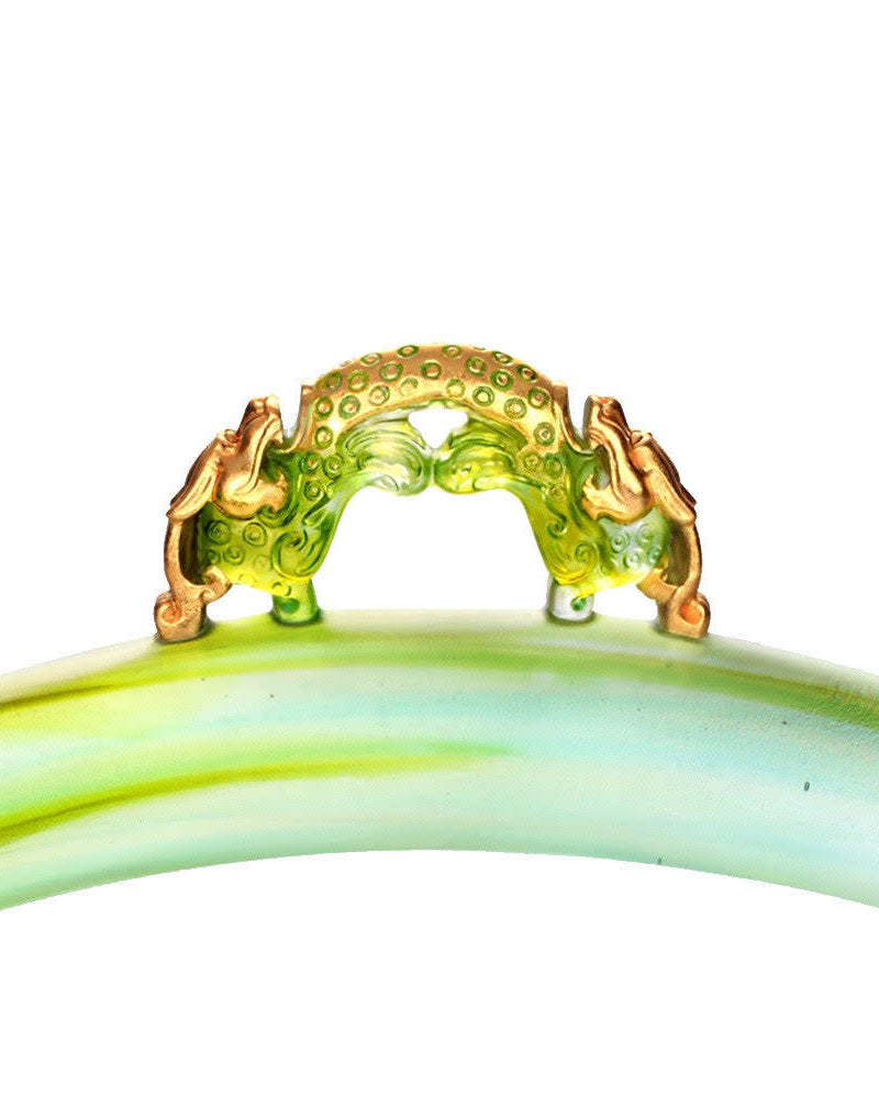 LIULI Crystal Art Crystal Mythical Creature, The Beauty of Harmony-Designate Me (24K Gilded) in Sky Blue Spring Green