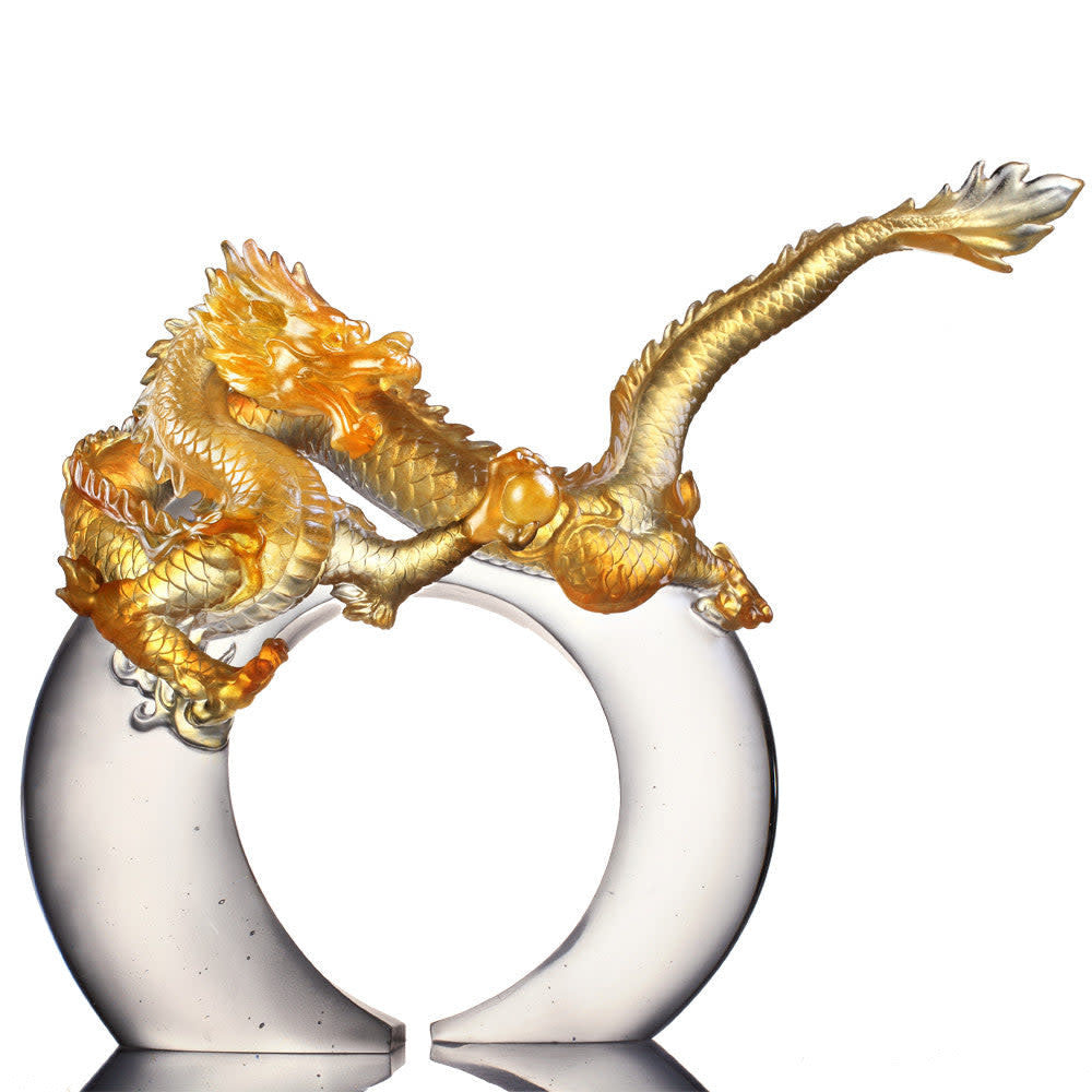 LIULI Crystal Art Dragon in Motion - "Odyssey Across Heaven and Earth"