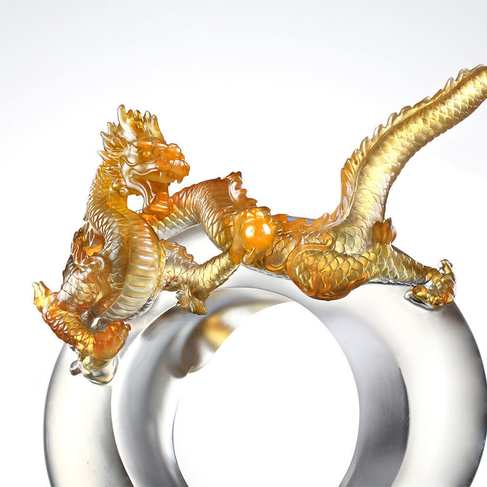 LIULI Crystal Art Dragon in Motion - "Odyssey Across Heaven and Earth"