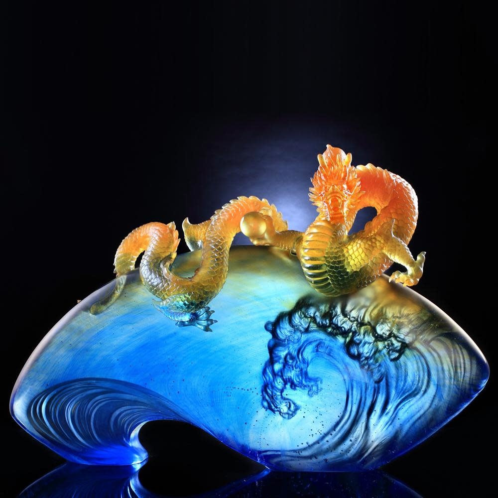 LIULI Crystal Art Crystal Mythical Creature, Dragon, "The Space Between Heaven and Earth"