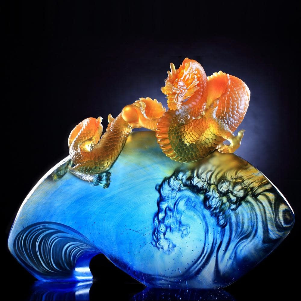 LIULI Crystal Art Crystal Mythical Creature, Dragon, "The Space Between Heaven and Earth"