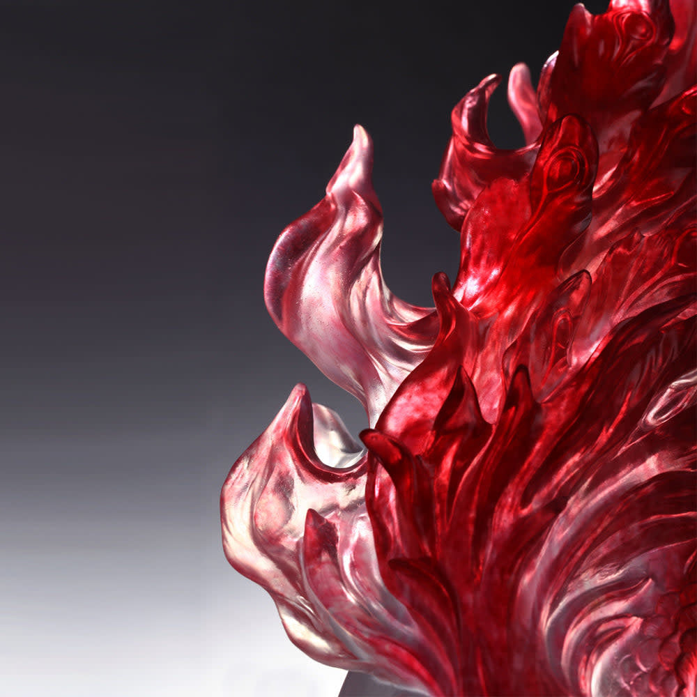 LIULI Crystal Art Crystal Vermillion Bird Mythical Creature Dance of the Phoenix
