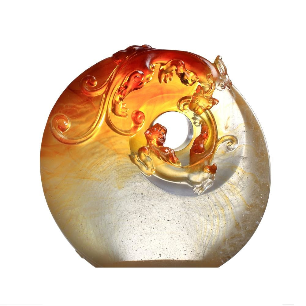 LIULI Crystal Art Crystal Dragon, Son of the Dragon-Chilong, "Collective Heart"