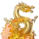 LIULI Crystal Art LIULI Crystal Dragon, Ocean Wave, Dragon of Excellence in Gold