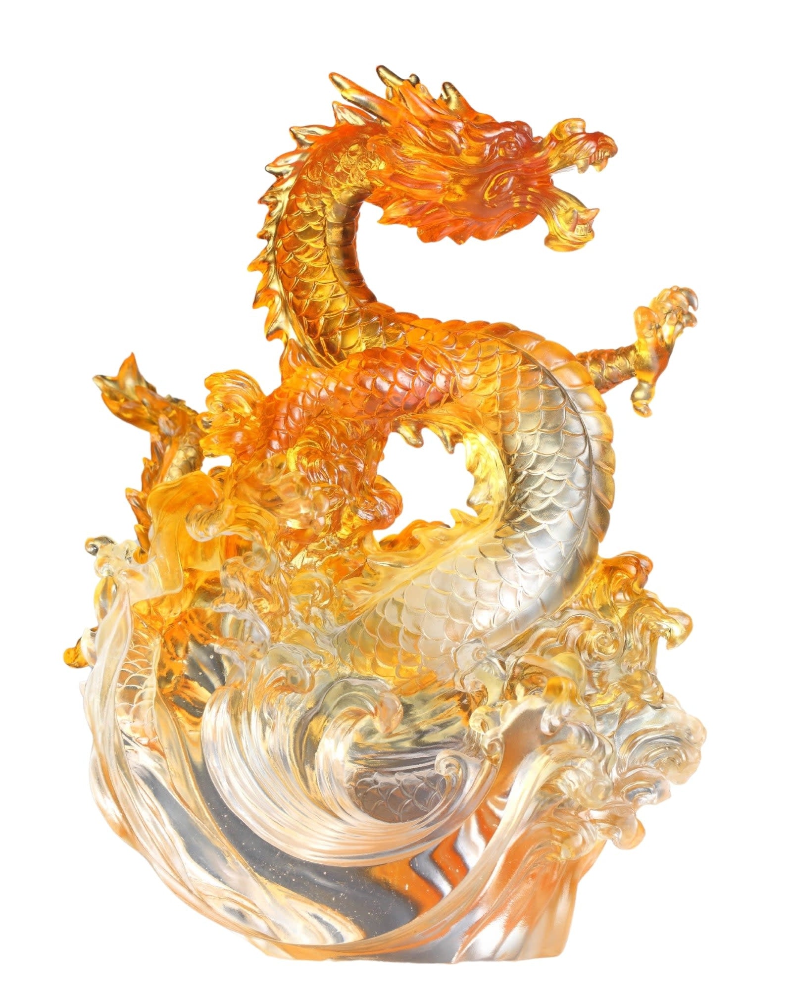LIULI Crystal Art Crystal Dragon, Ocean Wave, "Dragon of Excellence"
