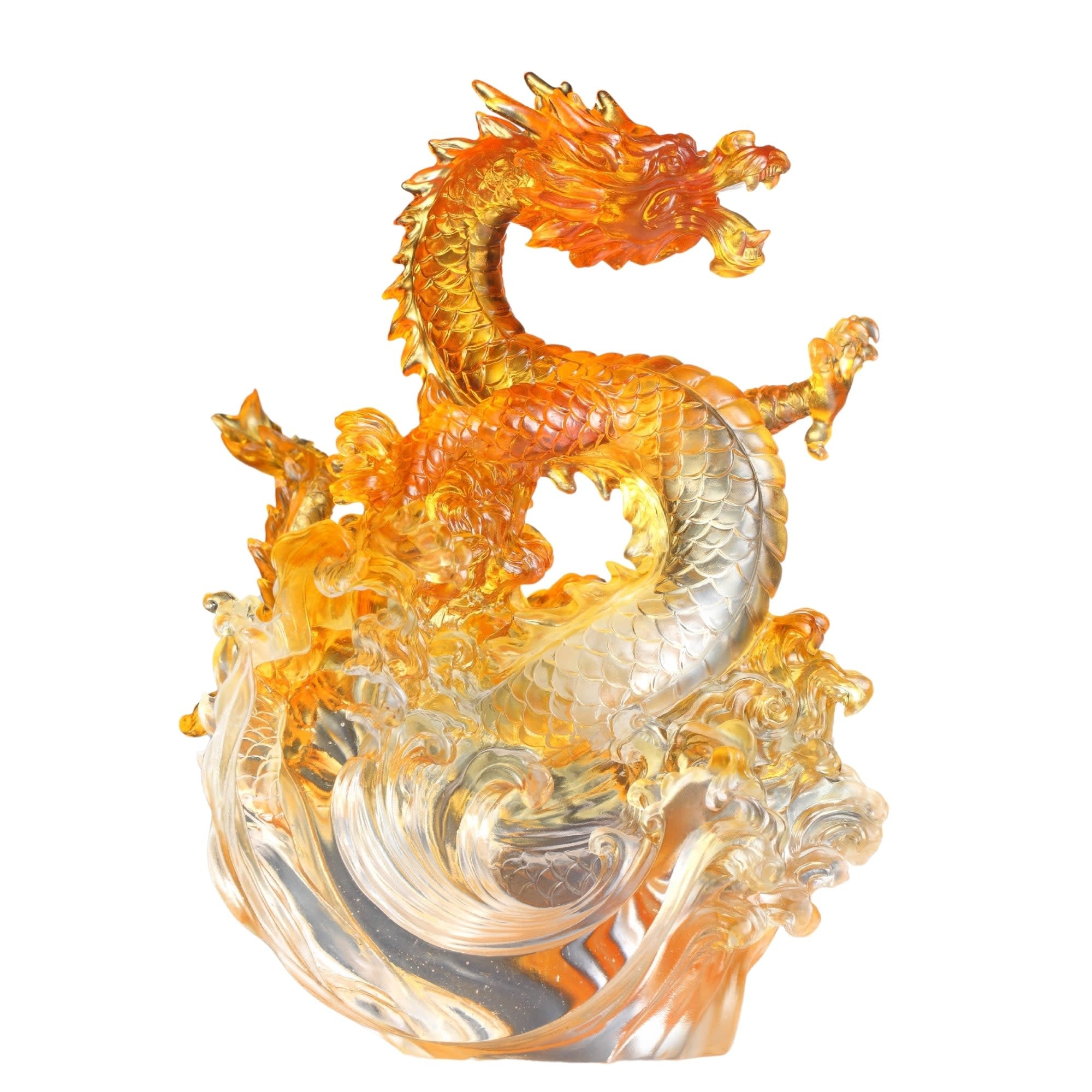 LIULI Crystal Art Crystal Dragon, Ocean Wave, "Dragon of Excellence"