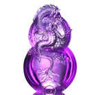 LIULI Crystal Art Crystal Flying Purple Dragon Sculpture on Hulu Gourd, "Ambition of the Heavenly Dragon"