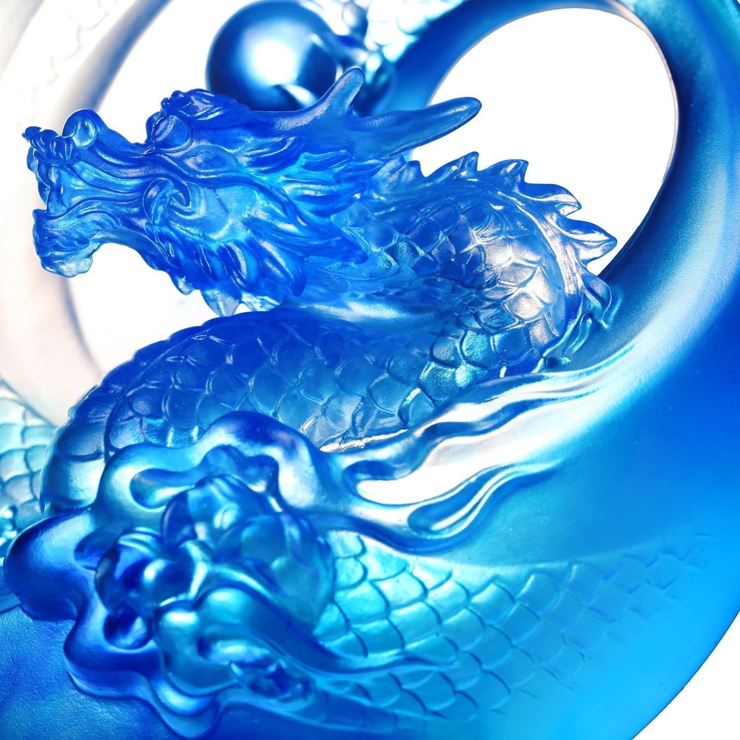 LIULI Crystal Art Mythical Creature-Azure Dragon, Brilliant Sun - Rise