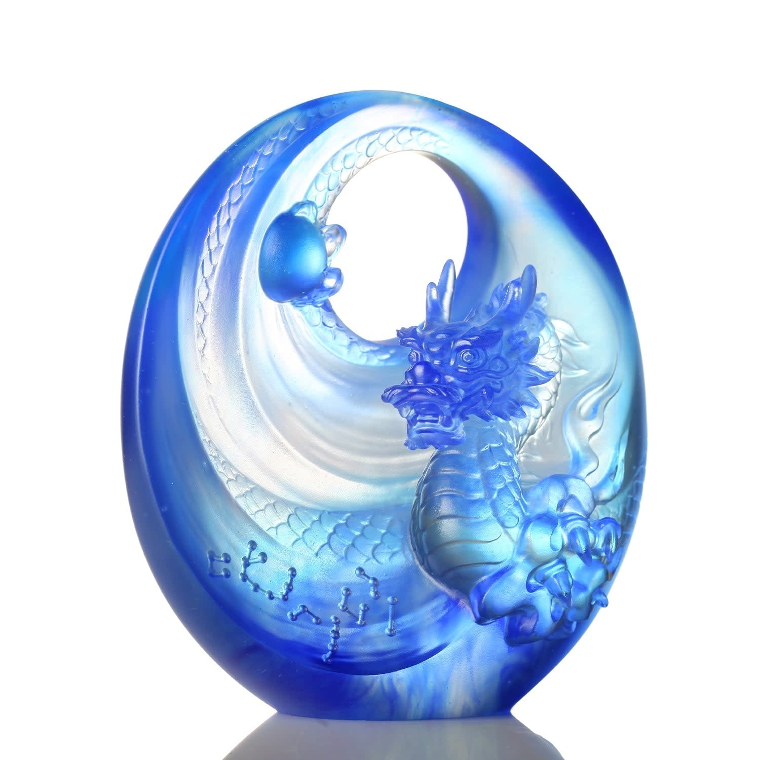 LIULI Crystal Art Mythical Creature-Azure Dragon, Brilliant Sun - Rise