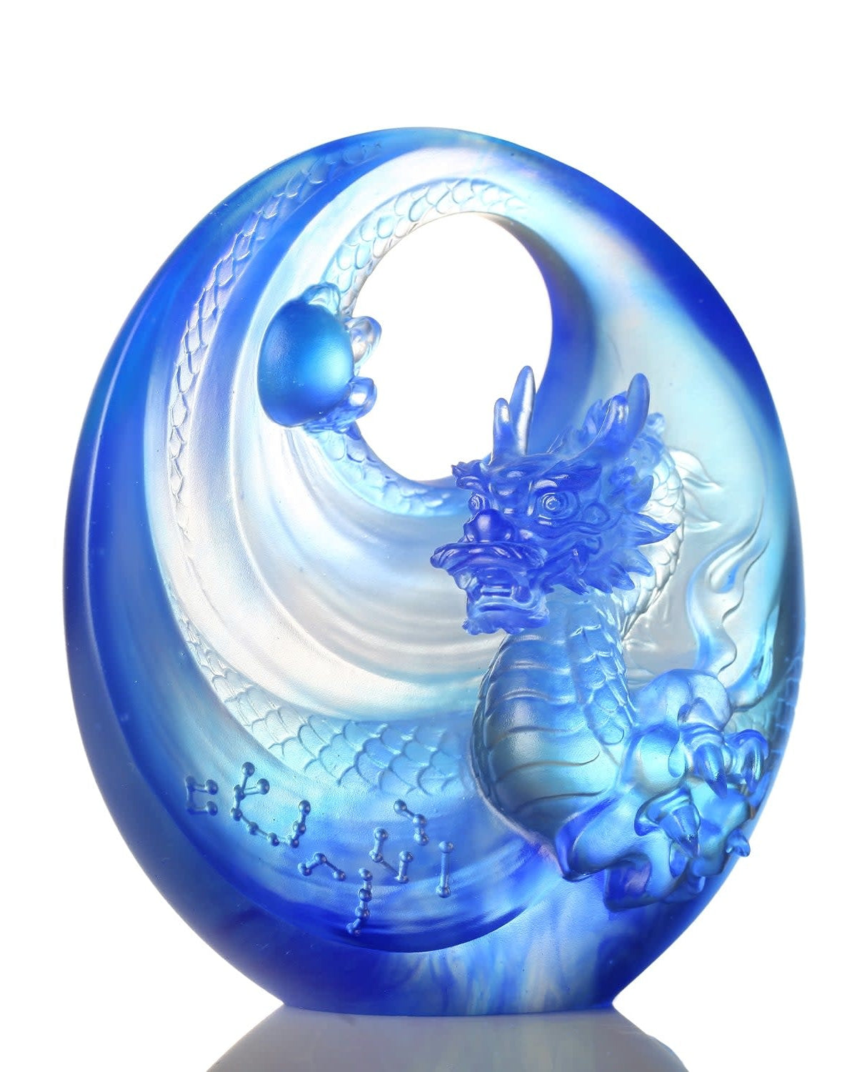 LIULI Crystal Art Mythical Creature-Azure Dragon, Brilliant Sun - Rise