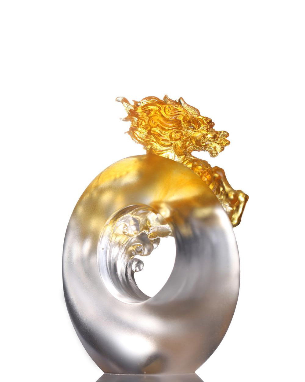 LIULI Crystal Art Crystal Qilin, the mythical creature - "Beauty" in Light Amber