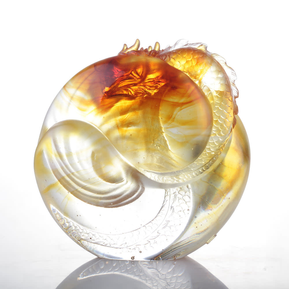 LIULI Crystal Art Dragon, Taichi, "Intention"