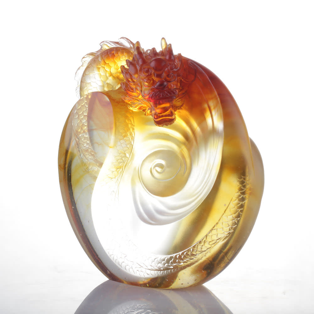 LIULI Crystal Art Dragon, Taichi, "Intention"