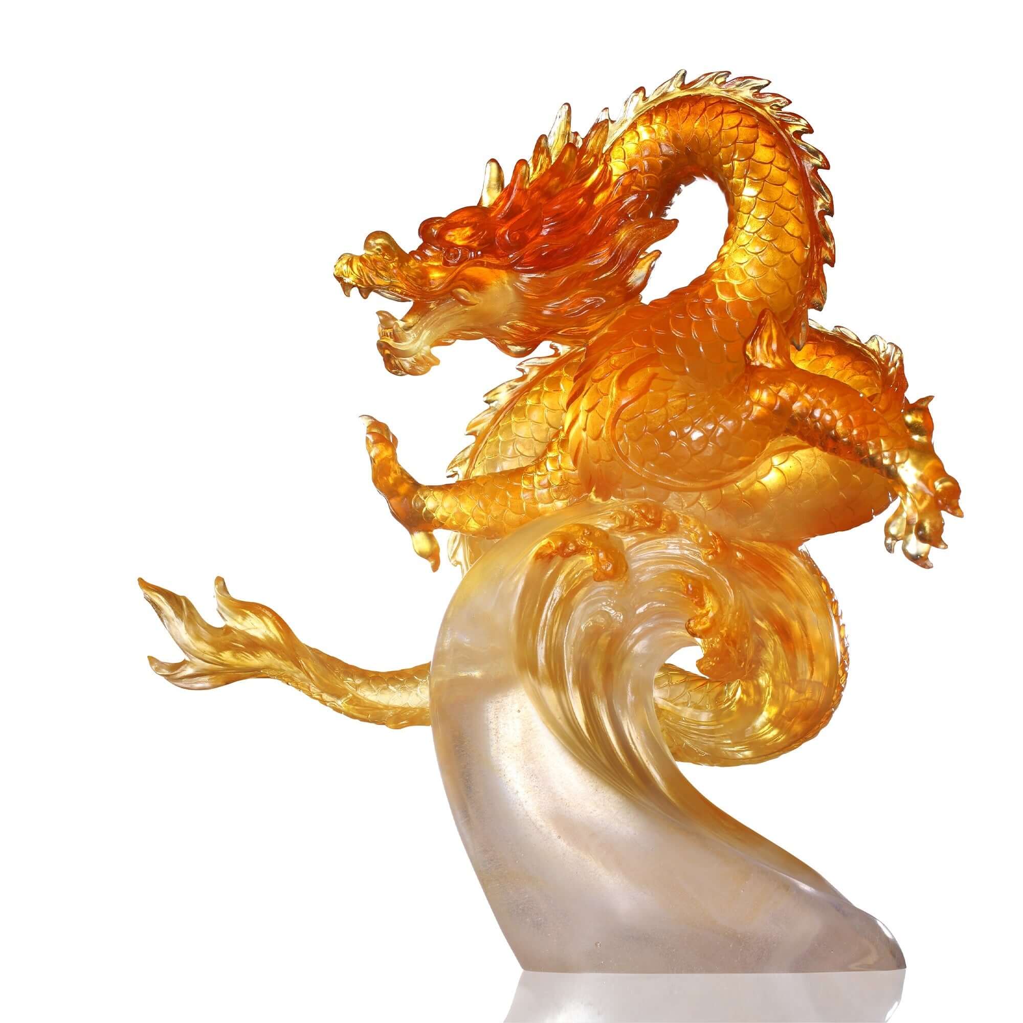 LIULI Crystal Art Crystal Dragon "True Believer - Rising Swell"