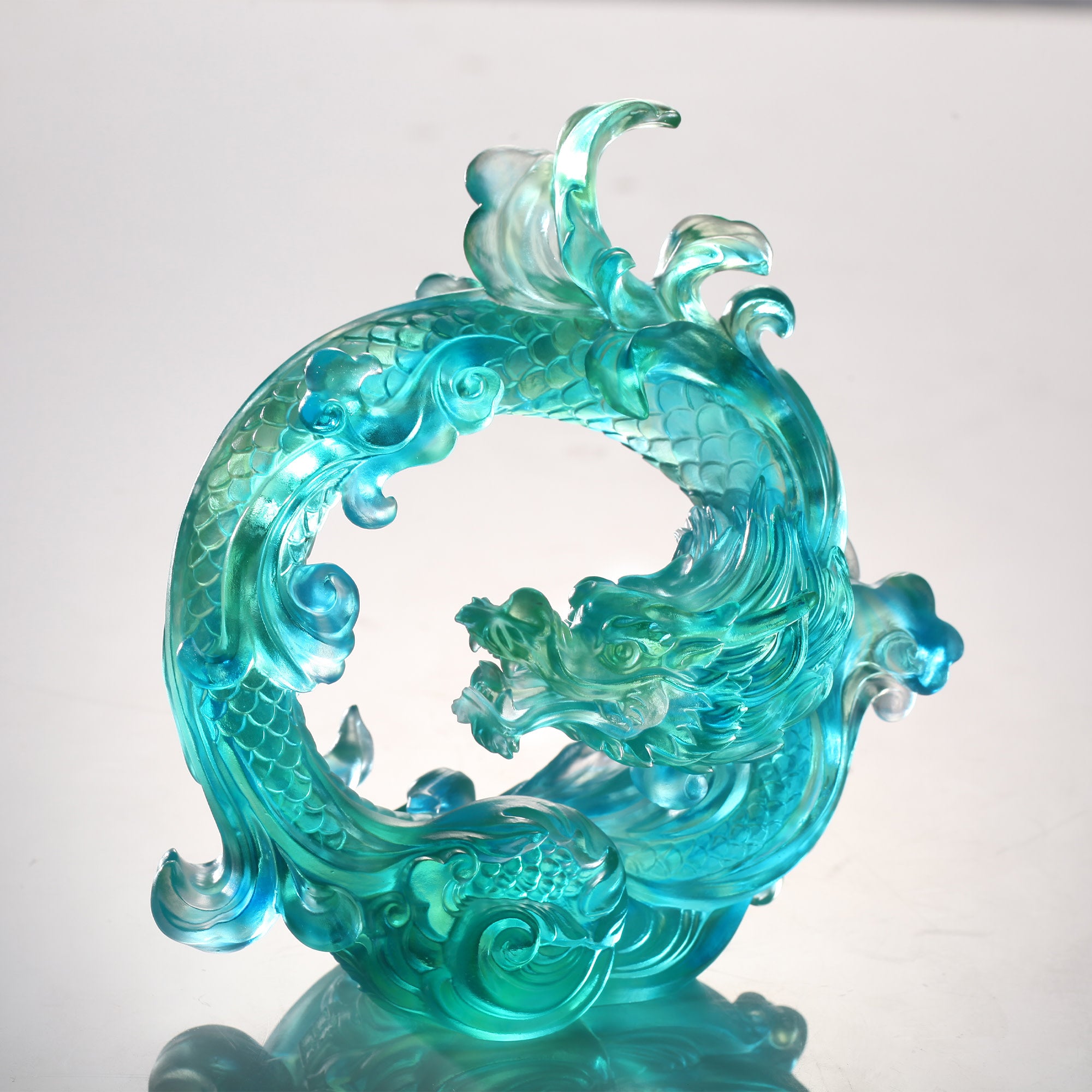 LIULI Crystal Art Crystal Dragon, "True Believer - Dance of the Dragon"