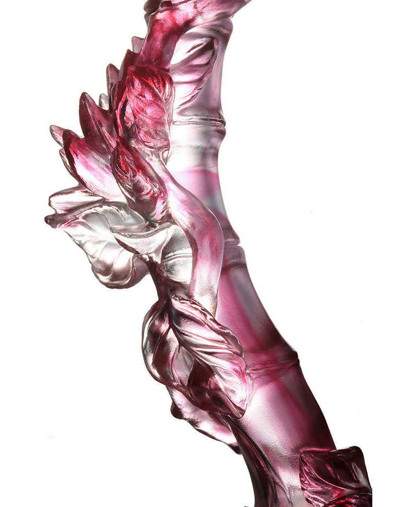 LIULI Crystal Art Crystal Feng Shui Ruyi, "Camellia, Ruyi of Virtue"