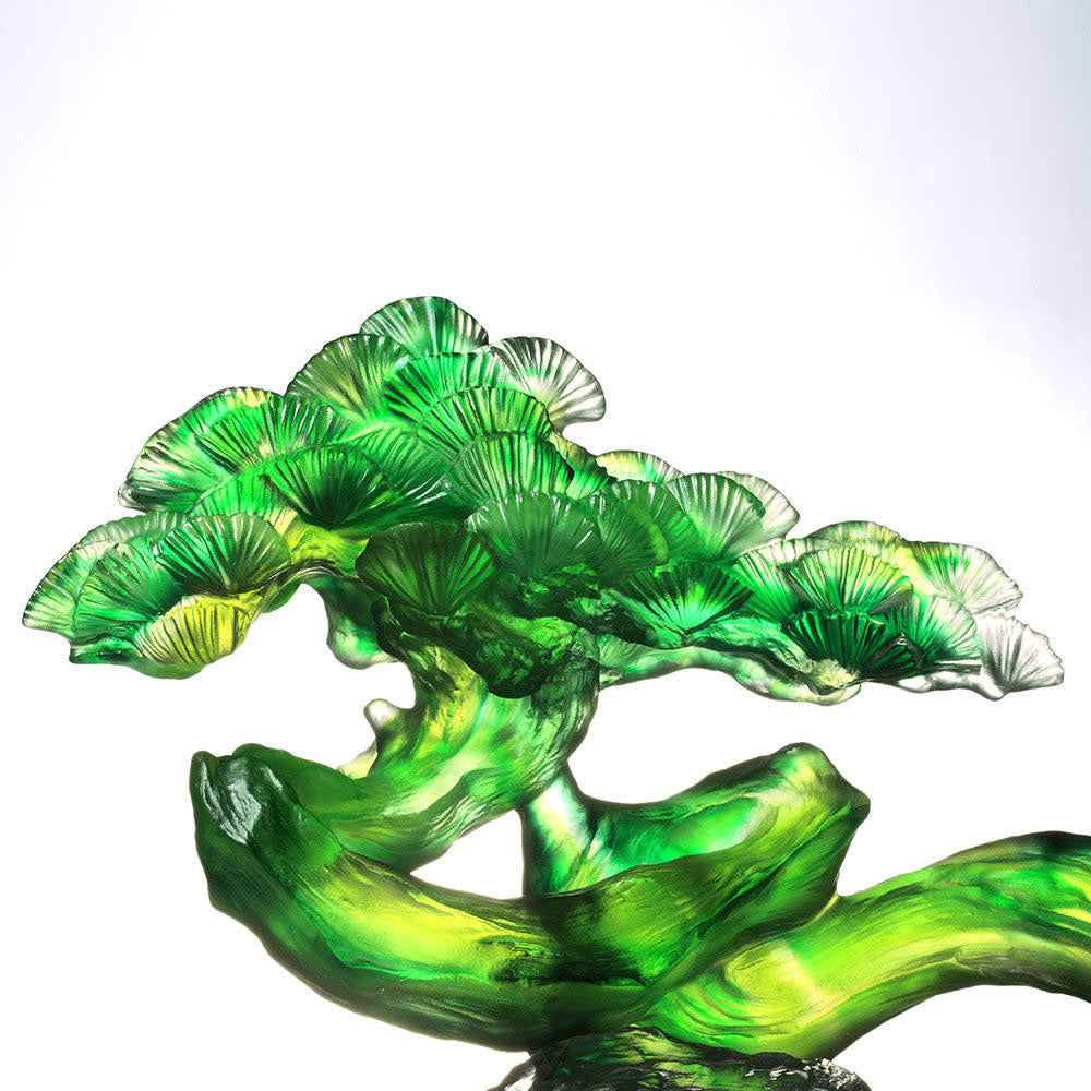 LIULI Crystal Art Crystal Ruyi, Feng Shui, Three-inlay Ruyi, "Heavenly Pine"