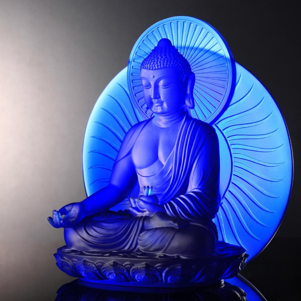 LIULI Crystal Art Crystal Medicine Buddha (Blue)