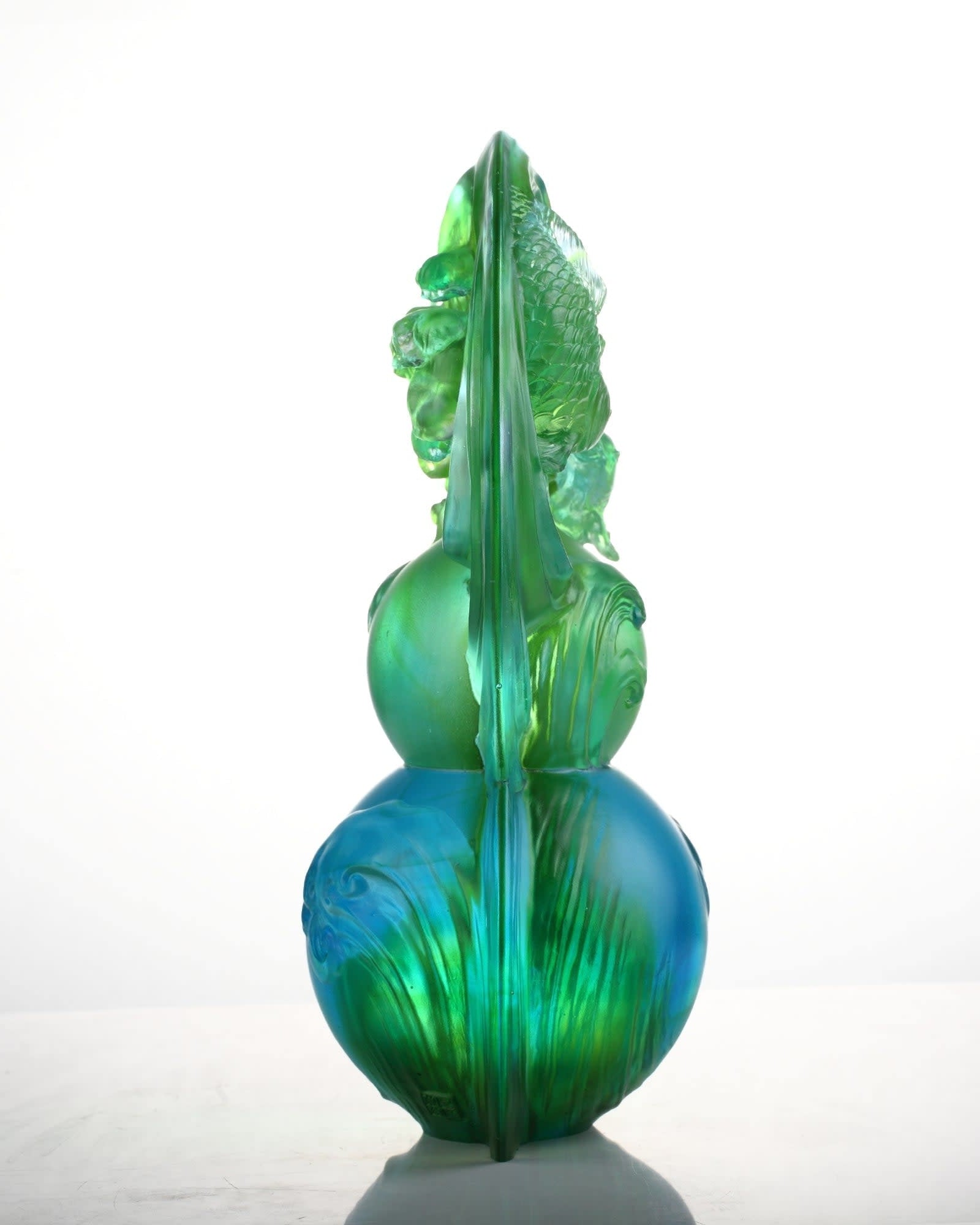 LIULI Crystal Art Crystal Hulu Gourd & Fish, "Source of Abundance"