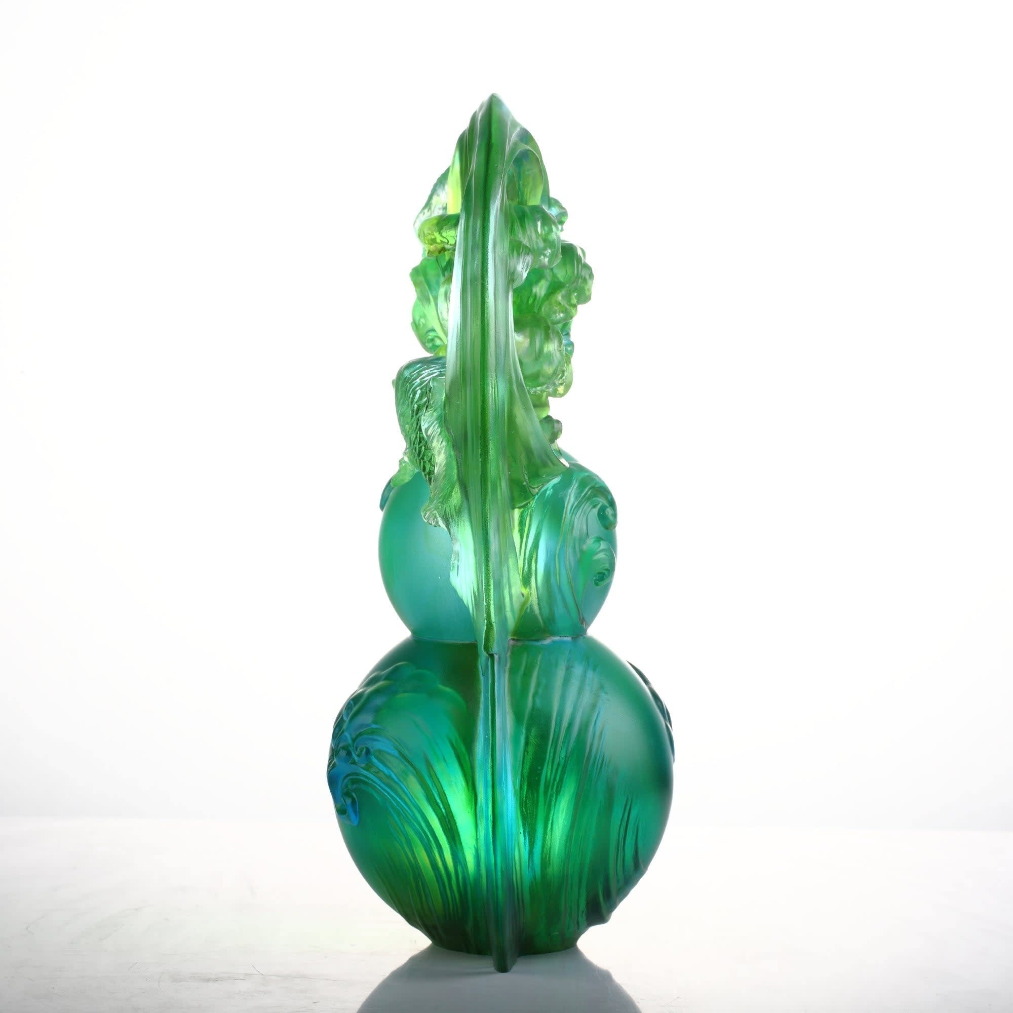 LIULI Crystal Art Crystal Hulu Gourd & Fish, "Source of Abundance"