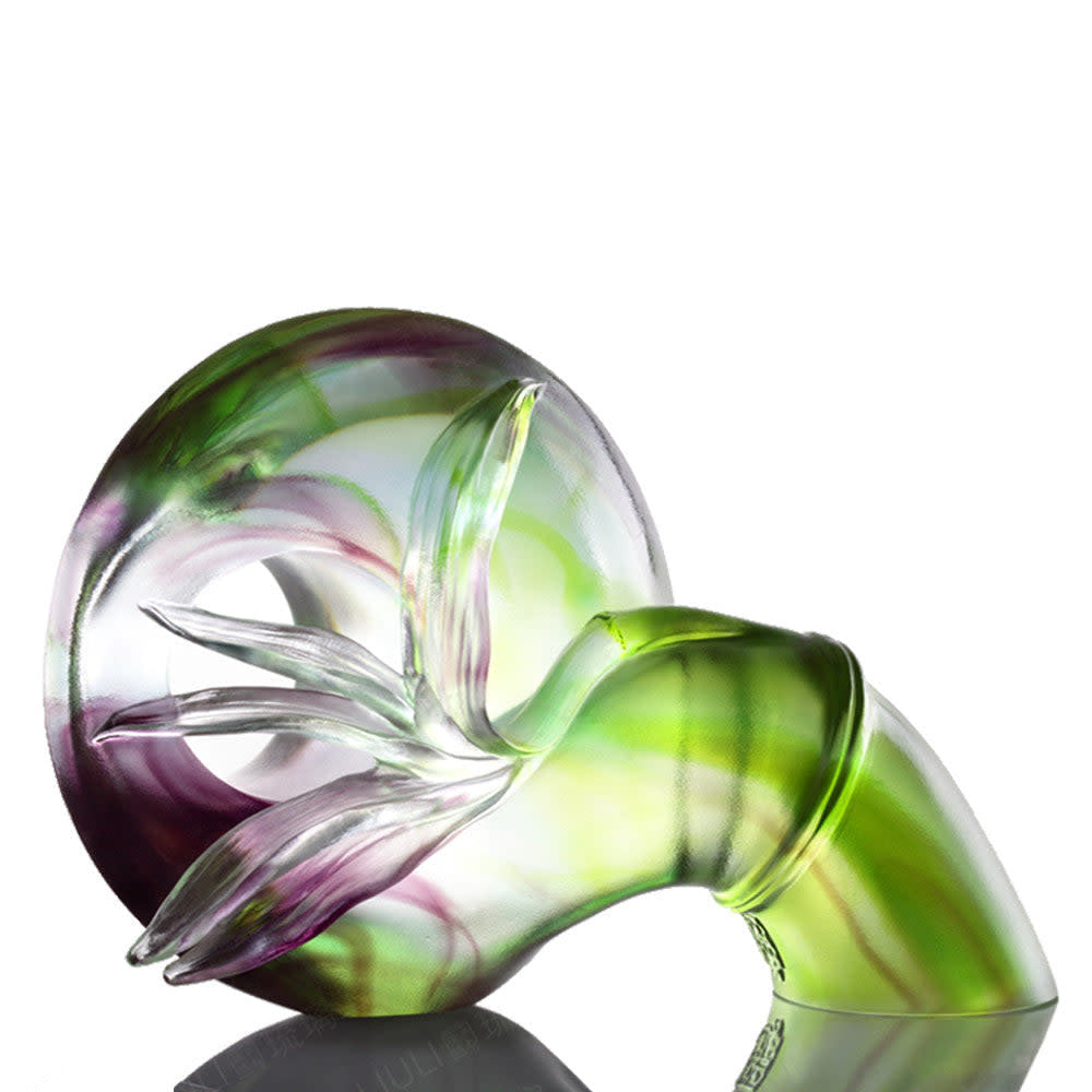 LIULI Crystal Art Crystal Lucky Bamboo, "Endless Steps of Luck"