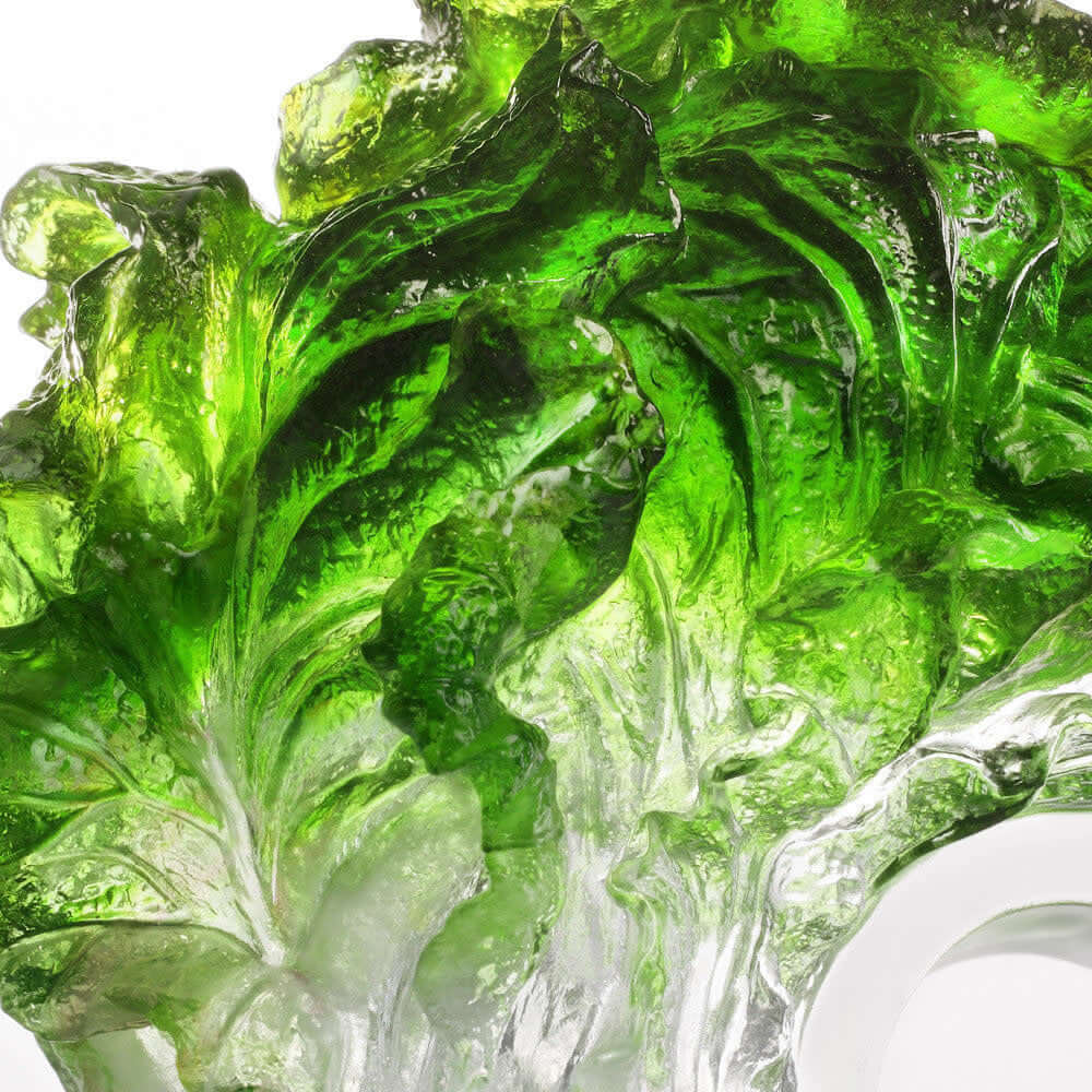 LIULI Crystal Art Crystal Cabbage, "Great Luck, Great Yield"