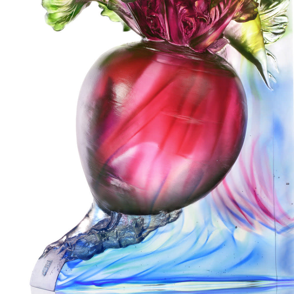 LIULI Crystal Art Crystal Radish & Daikon Fengshui Sculpture, "Fortunes Doubled"