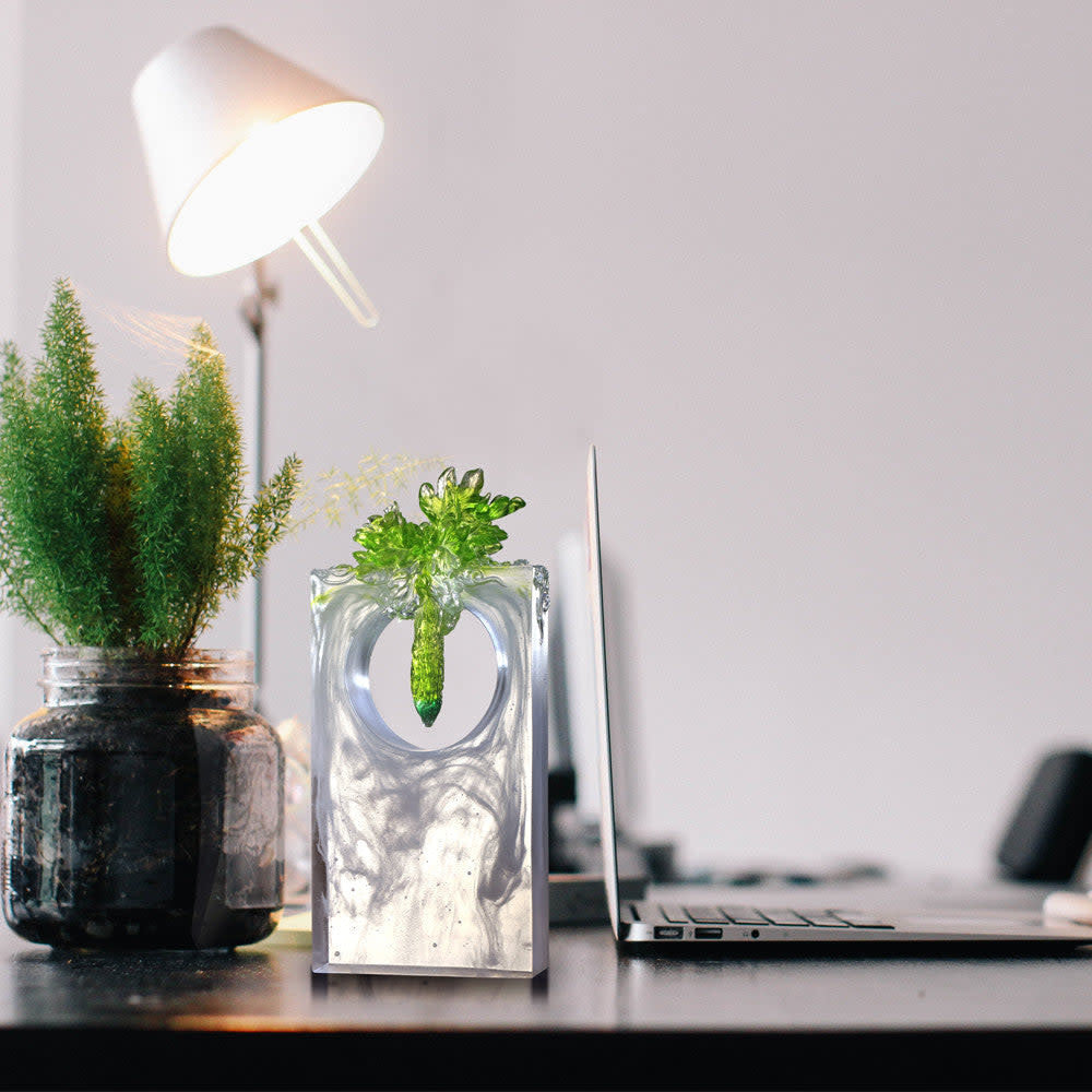 LIULI Crystal Art Crystal Sculpture, Bitter Melon, "Bittersweet"