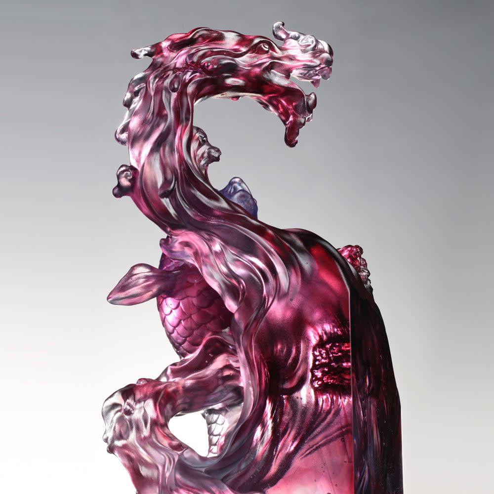 LIULI Crystal Art Crystal Dragon-Fish, "Rising Into the Heavens"