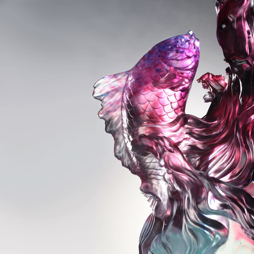 LIULI Crystal Art Crystal Dragon-Fish, "Rising Into the Heavens"