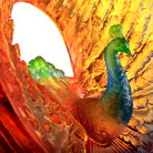 LIULI Crystal Art Crystal Bird, Peacock, "Golden Age of Opulent Beauty"