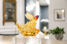 LIULI Crystal Art Crystal Humming Bird "Victory by Daybreak" (Gold/Red)