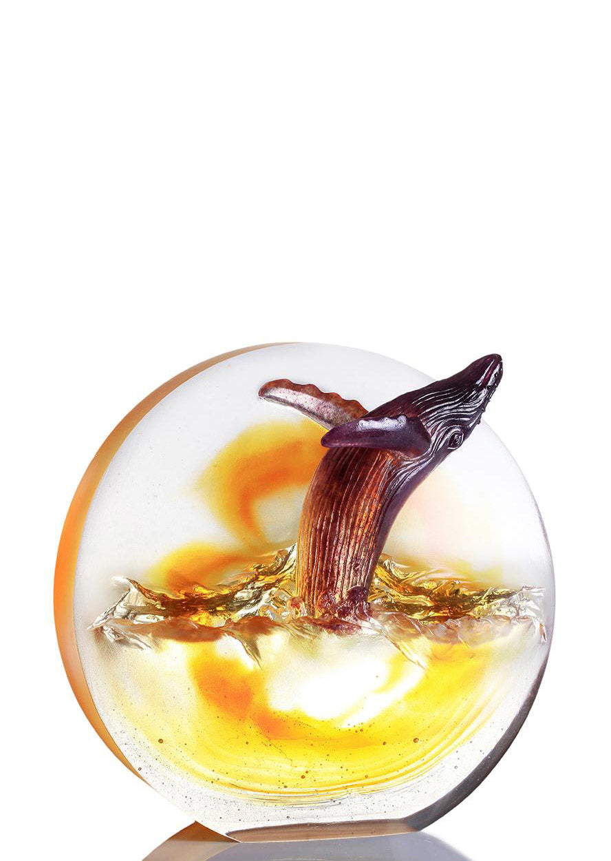 LIULI Crystal Art LIULI Crystal Whale Sculpture "Love all Humankind, Honor the Heavens"