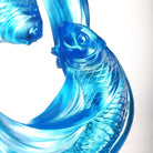 LIULI Crystal Art Crystal Carp Fish Sculpture, "Together, We Rise" (Limited Edition) (Blue)