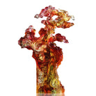 LIULI Crystal Art Crystal Fish and Pine Tree, "Evergreen Prosperity"