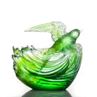 LIULI Crystal Art Aligned with the Light, I am Blessed, Crystal Green Swallow Bird Figurine
