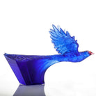 LIULI Crystal Art Blue Magpie Bird Figurine "Aligned with the Light, I am the Prize"