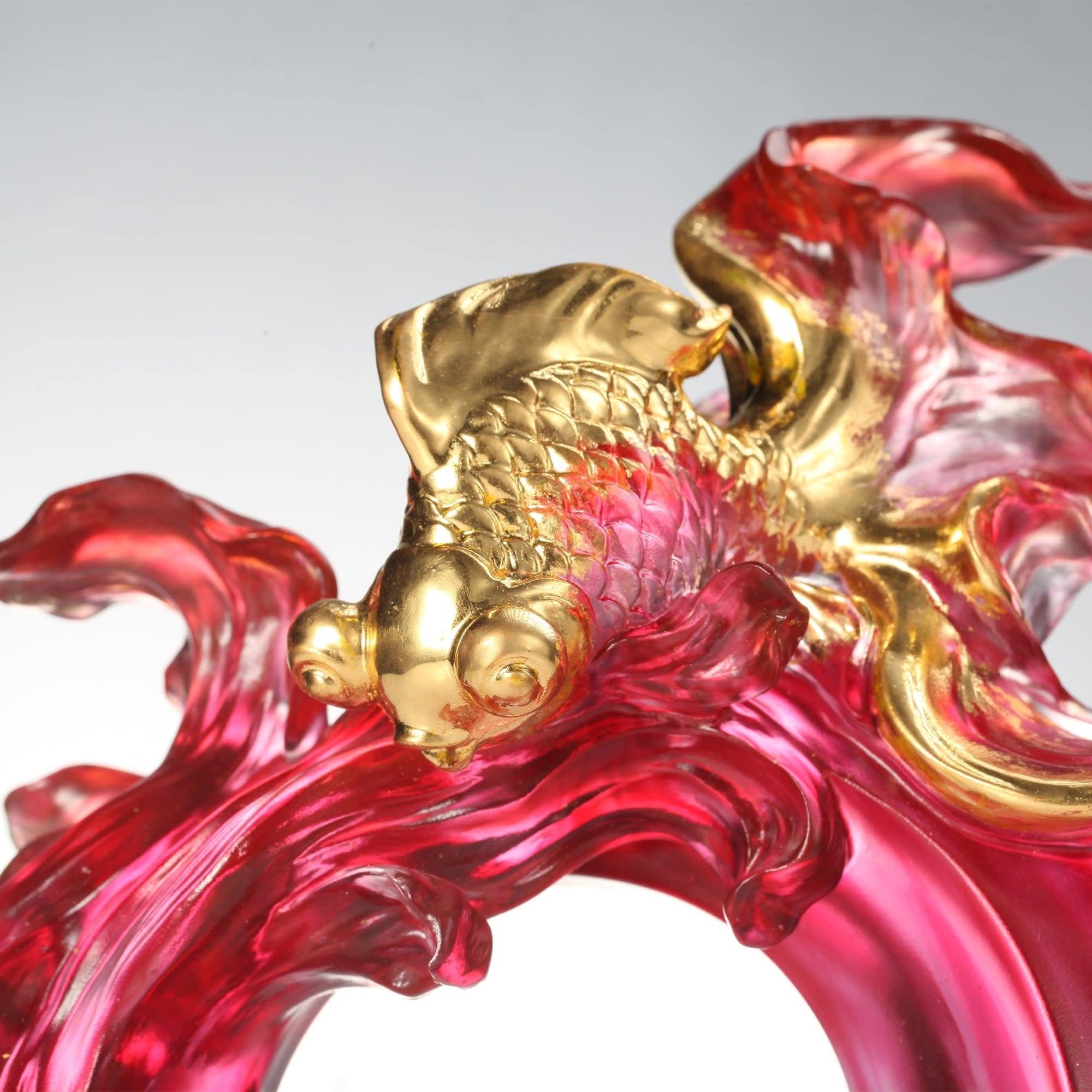 LIULI Crystal Art Crystal Goldfish Sculpture, "In Fulfillment"