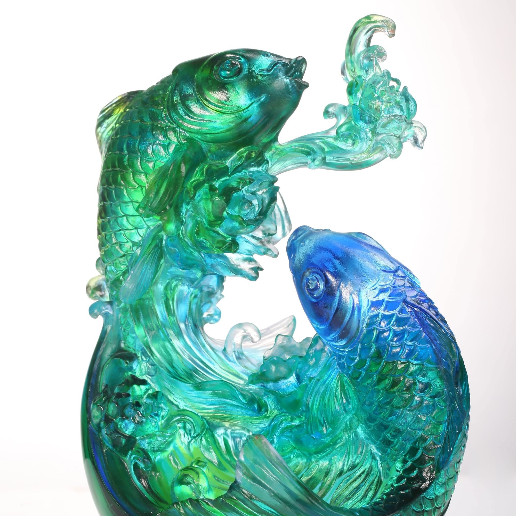 LIULI Crystal Art Crystal Koi Fish Sculpture, "In Splendor"