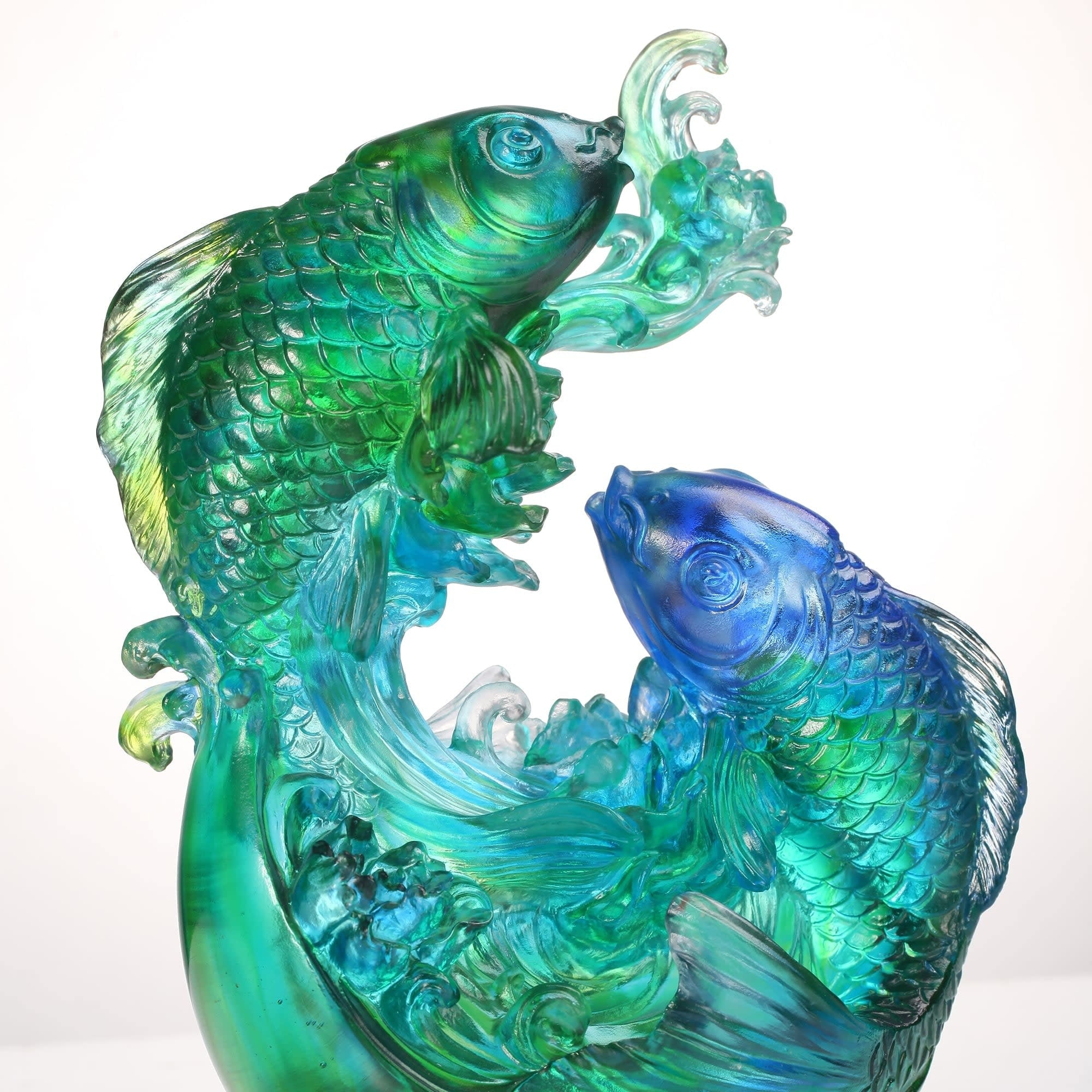 LIULI Crystal Art Crystal Koi Fish Sculpture, "In Splendor"
