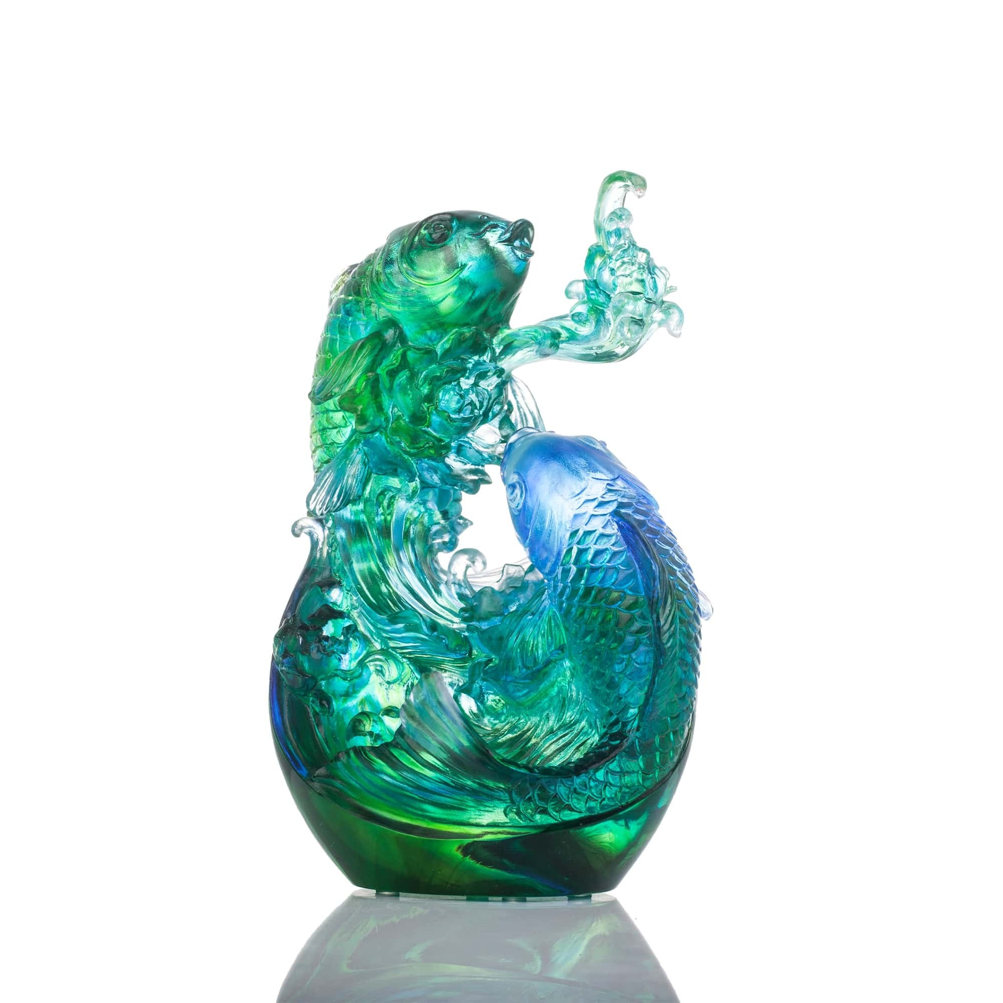 LIULI Crystal Art Crystal Koi Fish Sculpture, "In Splendor"