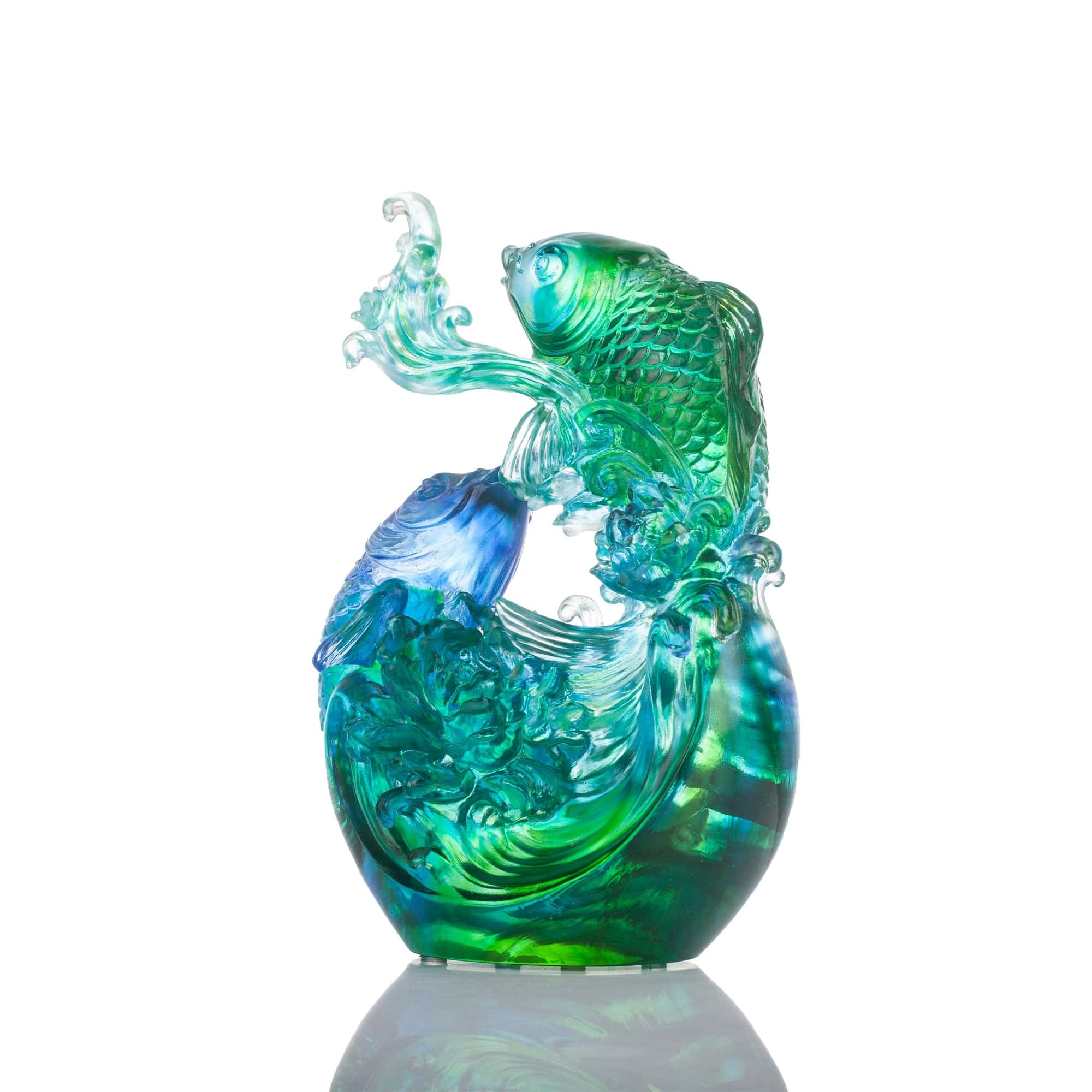 LIULI Crystal Art Crystal Koi Fish Sculpture, "In Splendor"