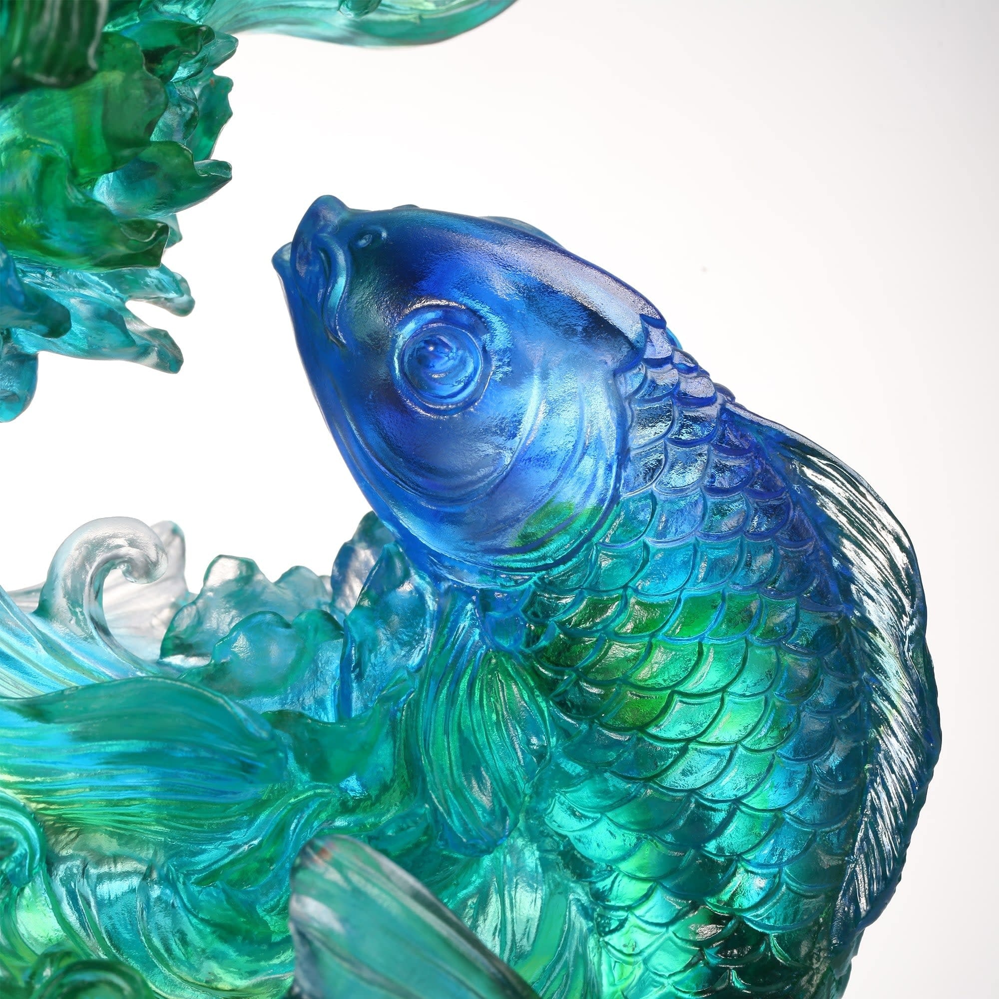 LIULI Crystal Art Crystal Koi Fish Sculpture, "In Splendor"