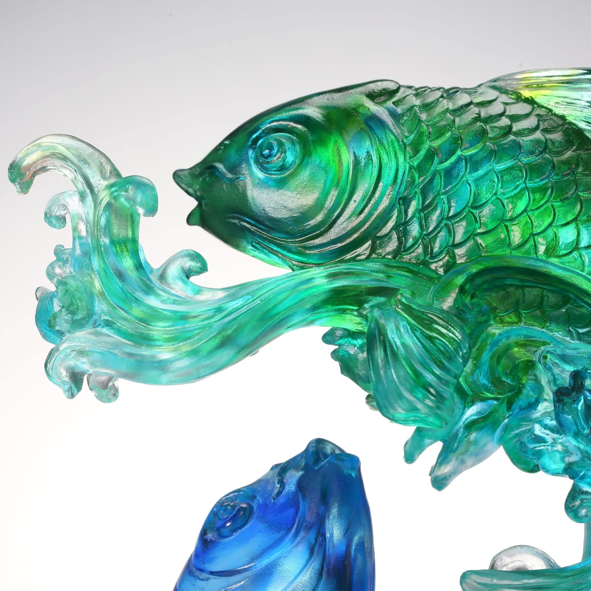 LIULI Crystal Art Crystal Koi Fish Sculpture, "In Splendor"