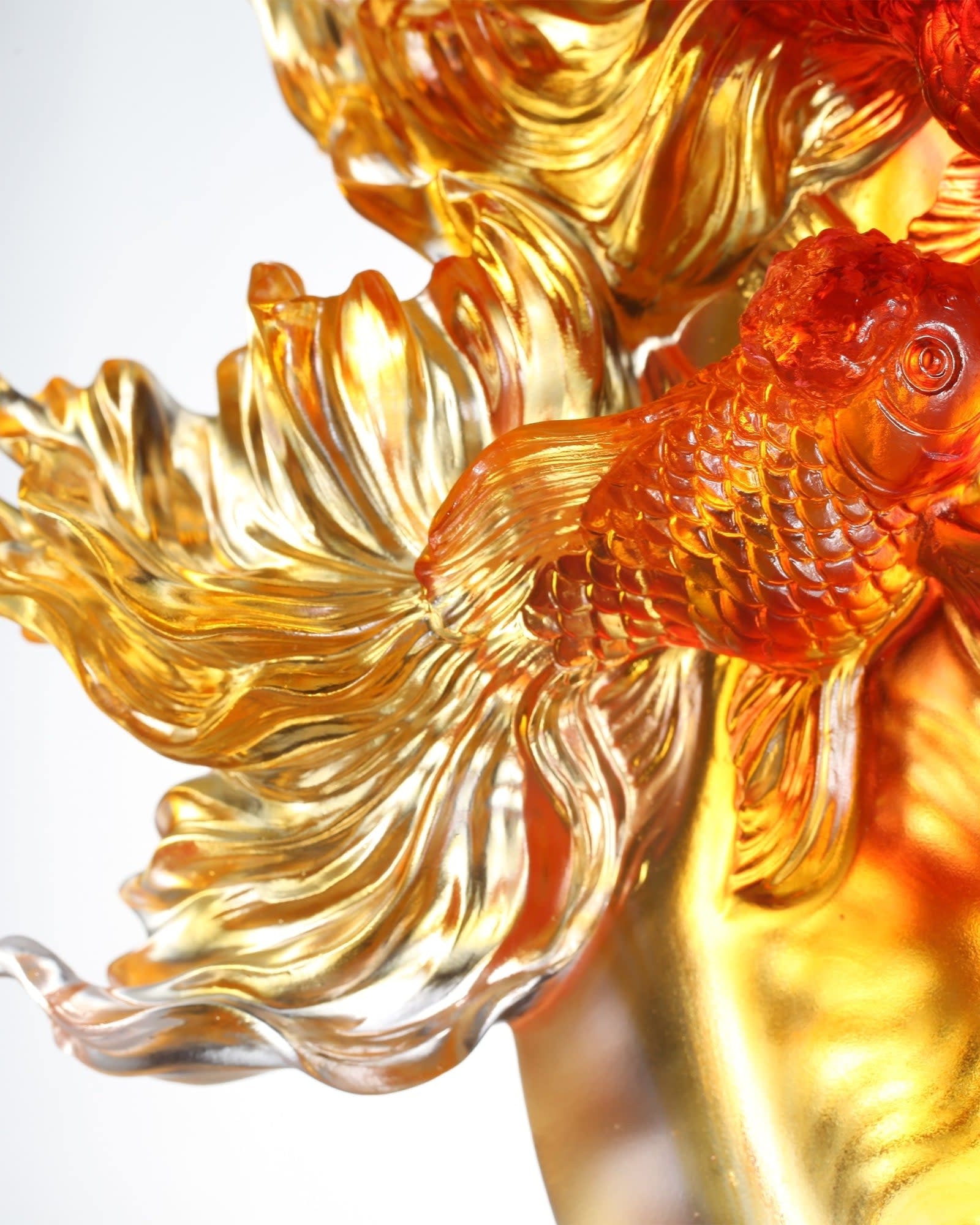 LIULI Crystal Art Crystal Koi Fish Sculpture, "In Celebration"