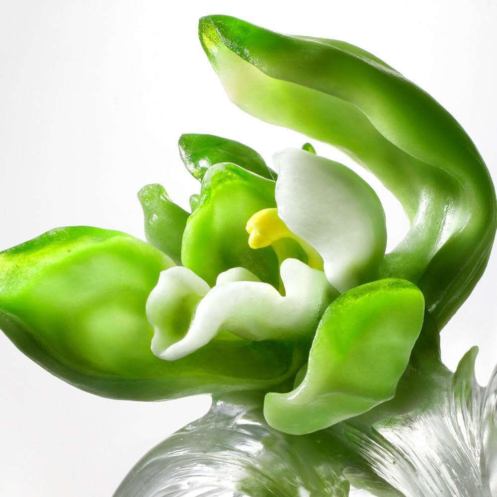 LIULI Crystal Art Collector Edition Crystal Orchid, "Imminent Spring Dance"